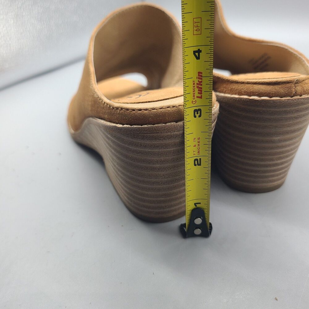 Sofft Strathmore Women Slide Sandals sz 8 Tan Leather Suede Wedge Heel Open Toe - Picture 8 of 12